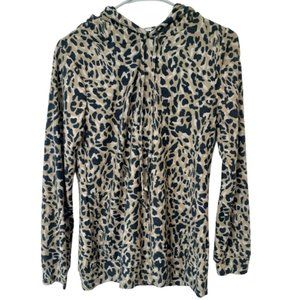 Womens Cheetah Print Hooded Sweatshirt Sm 4-6
